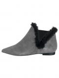 Veloursleder-Stiefelette mit Webpelz grau-schwarz