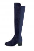 Veloursleder-Stretch-Overkneestiefel marine