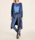 Velourslederimitat-Longblazer blau