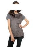 Velourslederimitat-Shirt grau