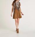 Velourslederimitatkleid cognac