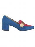 Velourslederpumps blau-pink