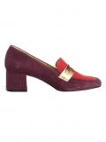 Velourslederpumps bordeaux-koralle