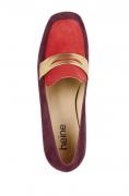 Velourslederpumps bordeaux-koralle