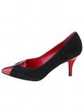 Velourslederpumps schwarz-rot