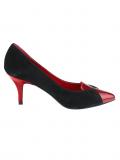 Velourslederpumps schwarz-rot