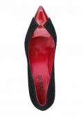 Velourslederpumps schwarz-rot