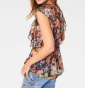 Volant-Chiffon-Druckbluse bunt