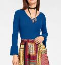 Volant-Pullover royalblau