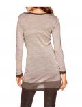 Woll-Longpullover taupe-braun