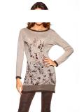 Woll-Longpullover taupe-braun