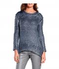 Woll-Pullover blau-silber