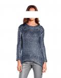 Woll-Pullover blau-silber