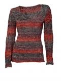 Woll-Pullover rot-bunt Größe 44/46