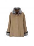 Wolljacke mit abnehmbarem Pelz-Imitat camel