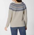 Wollpullover natur-blau-gemustert