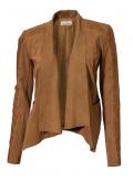 Ziegenvelours-Lederjacke mit Spitze cognac