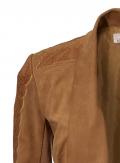 Ziegenvelours-Lederjacke mit Spitze cognac