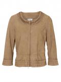 Ziegenvelourslederjacke mit Cut-Outs cognac