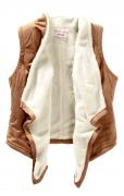 Zipfel-Weste mit Webpelz camel-offwhite