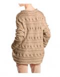 Zopfmuster-Pullover beige