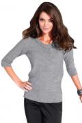 Zopfmuster-Pullover grau