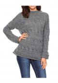 Zopfmuster-Pullover grau