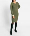 Zopfmuster-Strickkleid khaki